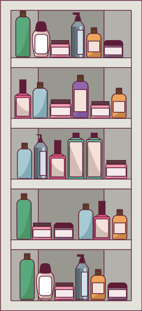 美容化妆品在货架图片下载