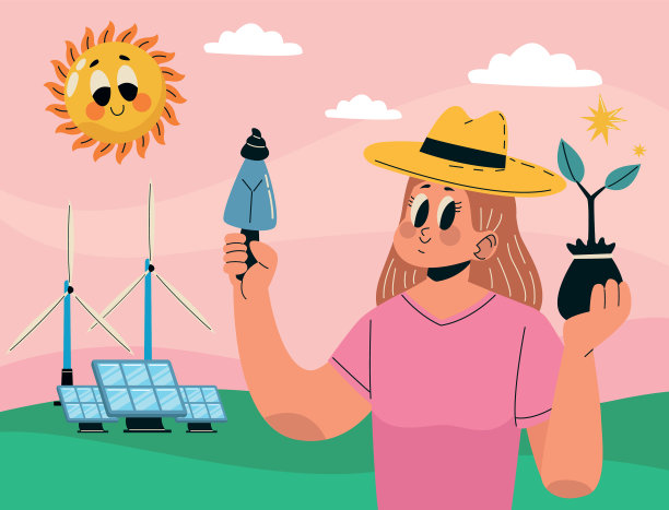 太阳能工厂里的女孩图片下载