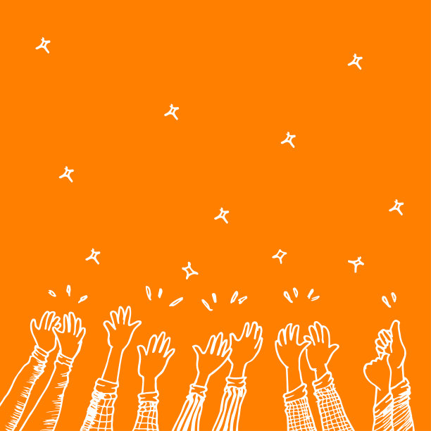 举手，鼓掌，画画。卡通风格与有趣的颜色。矢量图图片下载