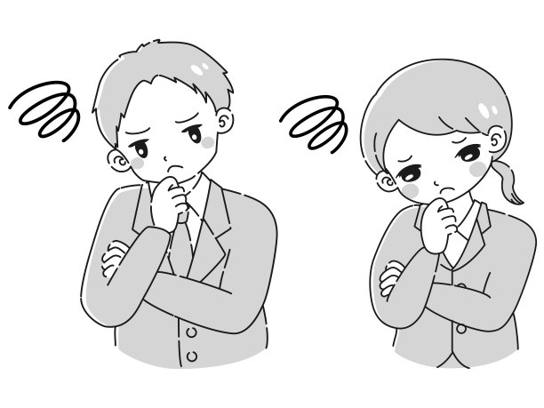 插图套装的男人和女人穿西装与双臂交叉图片下载