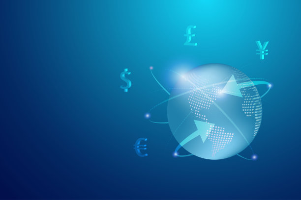 转账和网上货币兑换。世界外币符号联网，全球投资金融创新科技。图片下载