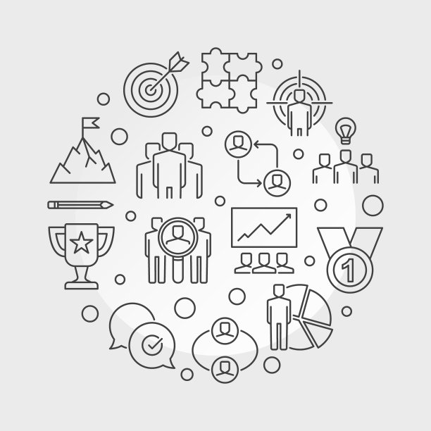 商业领袖矢量圆插图轮廓风格图片下载