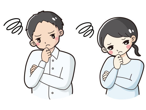 一组焦虑的男人和女人的插图图片下载