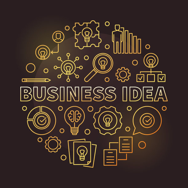 商业理念矢量轮廓圆形黄金插图图片下载