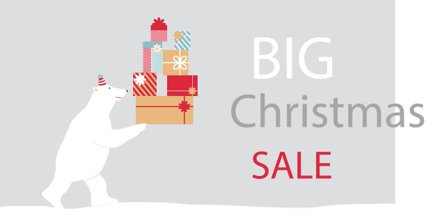 库存与圣诞节销售横幅可爱的北极熊图片下载