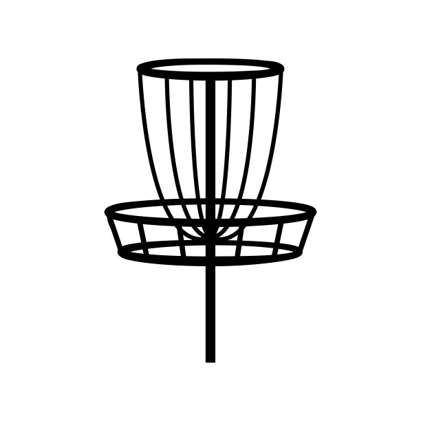 飞盘高尔夫球篮图标。矢量轮廓图孤立在白色背景上图片下载