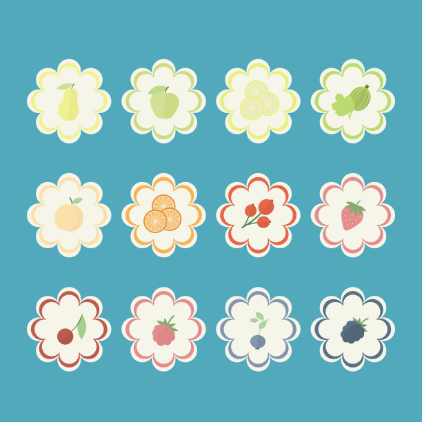 一套水果和浆果标签图片下载