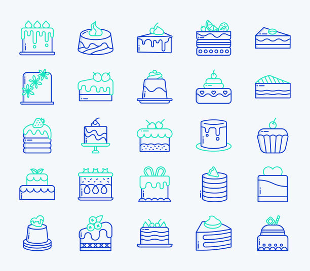 糕点和蛋糕图标设置图片下载