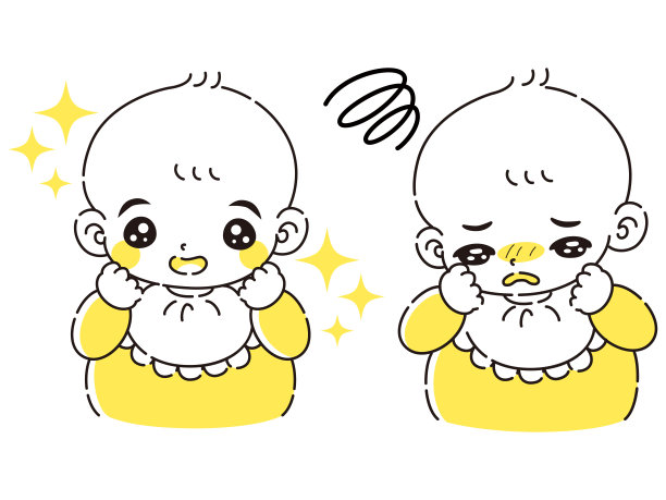 一幅婴儿插画，有兴奋的表情，也有困惑的表情图片下载