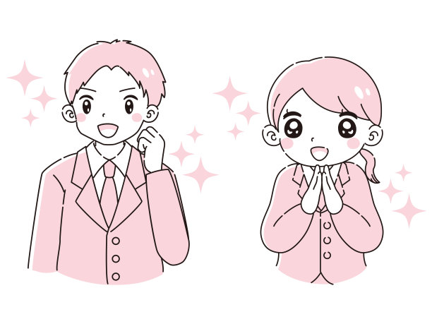 插画套装的男人和女人穿着令人兴奋的西装图片下载