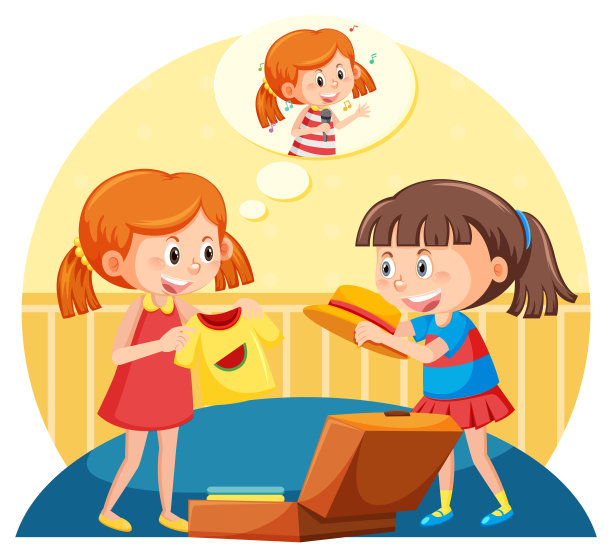 快乐女孩为唱歌挑选衣服图片下载