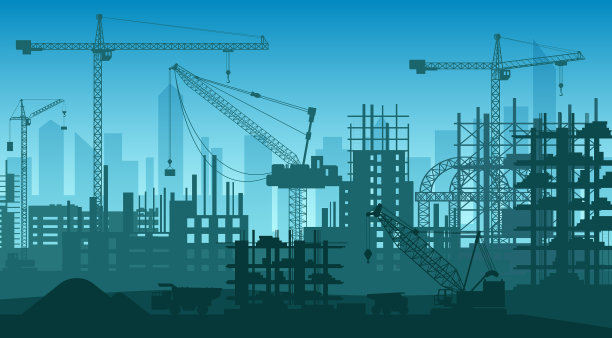 建筑工地现代城市天际线图片下载