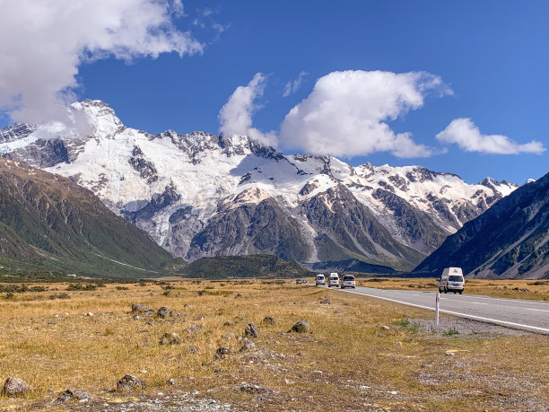 Mount Cook Road (State Highway 80)和Lake Pukaki view, Twizel, South Island, New Zealand图片下载