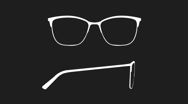 黑色眼镜框架正面和侧面视图图片下载