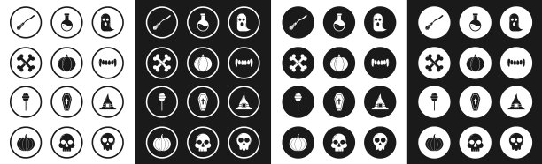 设鬼南瓜交叉骨头巫婆扫帚图片下载