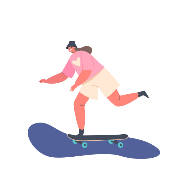 小女孩在滑板上滑冰和跳跃图片下载