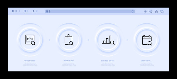 搜索信息集图标。图片，网上购物，统计，条形图，数字日历，放大和缩小，放大镜。技术的概念。新生变形网站界面。矢量线图标图片下载