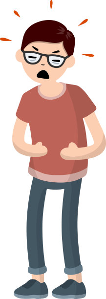 年轻男子抱着他的胃家伙抓图片下载