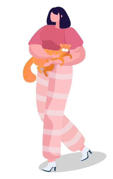 一名妇女抱着她的红猫，宠物图片下载