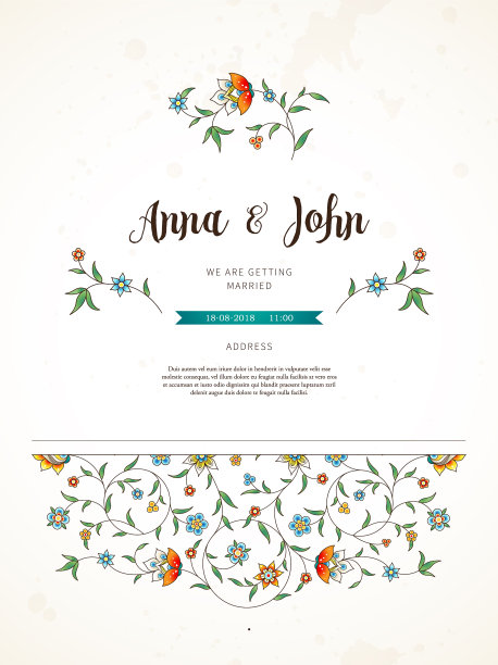 东方风格的婚礼请柬图片下载