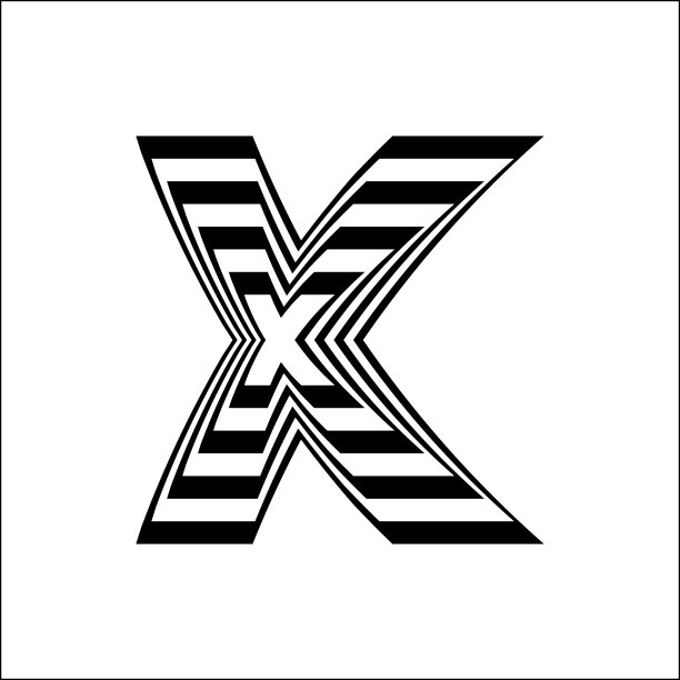 黑白x字母隔离在白色背景向量上。图片下载