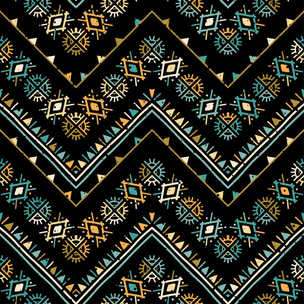 矢量手绘无缝民间图案。部落的设计。种族背景图片下载