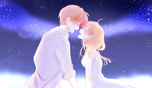 幸福的男人和女人在午夜图片下载