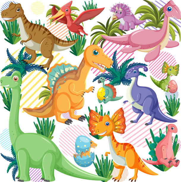 可爱的恐龙无缝图案图片下载