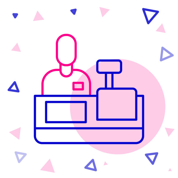 排队收银员在收银台超市图标图片下载