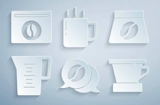 设置咖啡和谈话袋咖啡豆壶图片下载