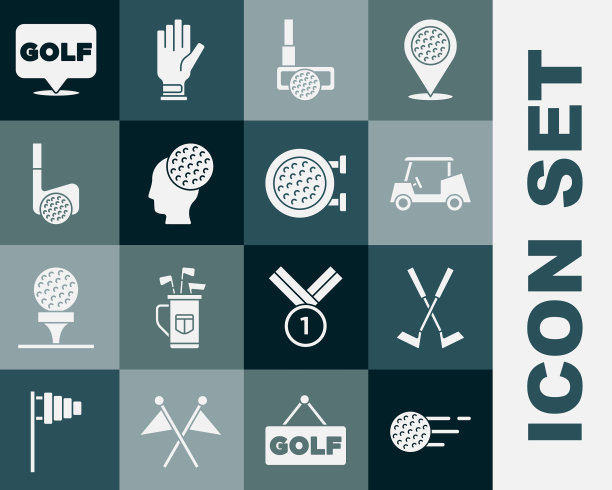 设置高尔夫球越过高尔夫球杆车与标签图片下载