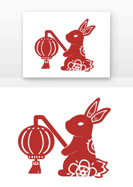 兔年卡通剪纸图片下载