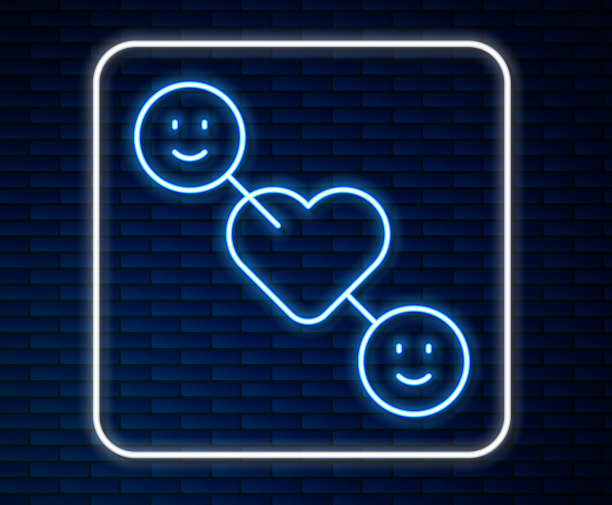 发光的霓虹灯线浪漫的关系图标图片下载