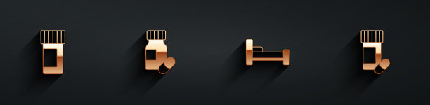 设有药瓶和药片床及图标图片下载