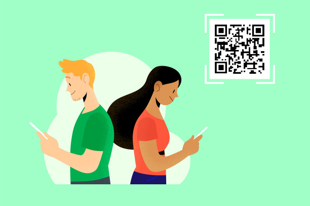 年轻女子和年轻男子拿着智能手机图片下载