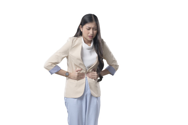 印尼商业妇女在白色有一个胃图片下载