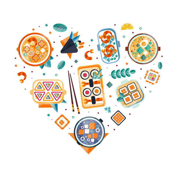 寿司食物设计，上面有煮熟的日本料理图片下载