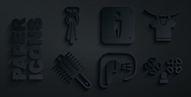 设置淋浴、烘干衣服、梳子、水龙头图片下载