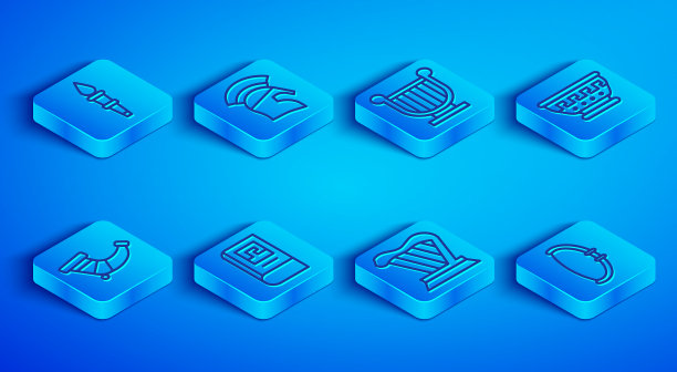 定线火炬火焰希腊头盔古代七弦琴图片下载