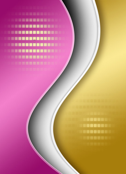 粉红色的银色和金色阴影的背景与曲线和方形的形状。金属表面现代三色背景。图片下载