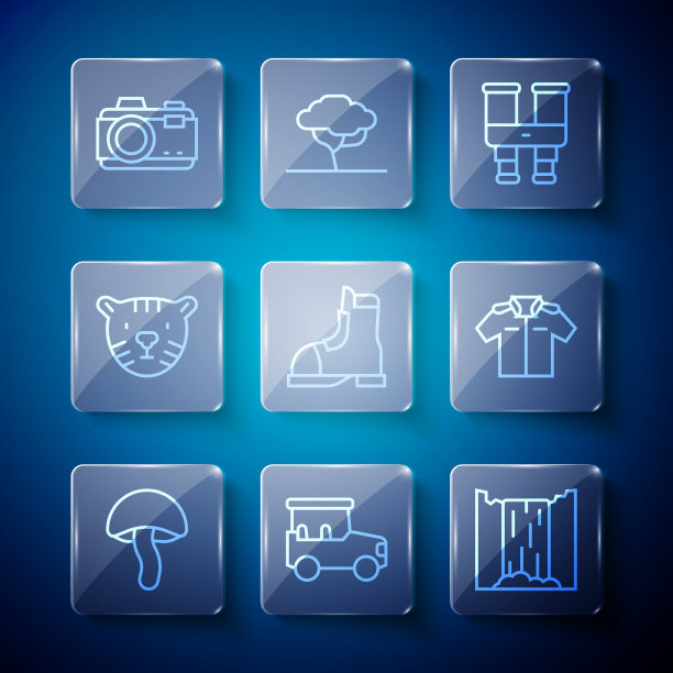 Set line蘑菇游猎车瀑布图片下载