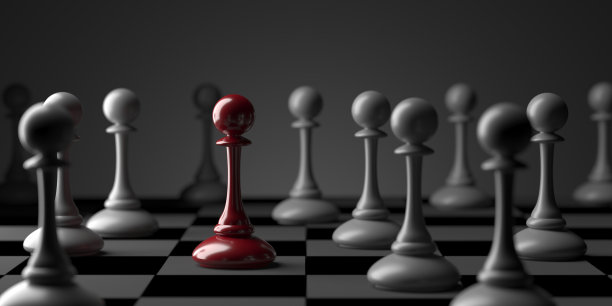 赢棋当兵的概念。击败竞争对手。认为不同的概念图片下载