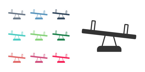 黑色跷跷板图标孤立在白色背景图片下载