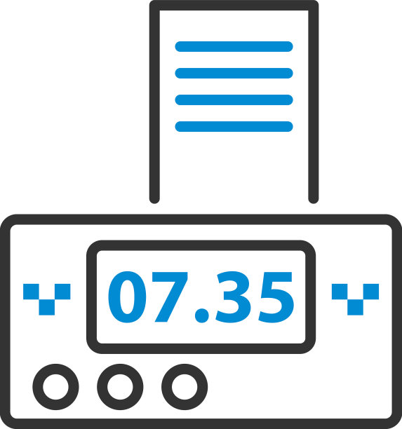 带收据图标的出租车计价器图片下载