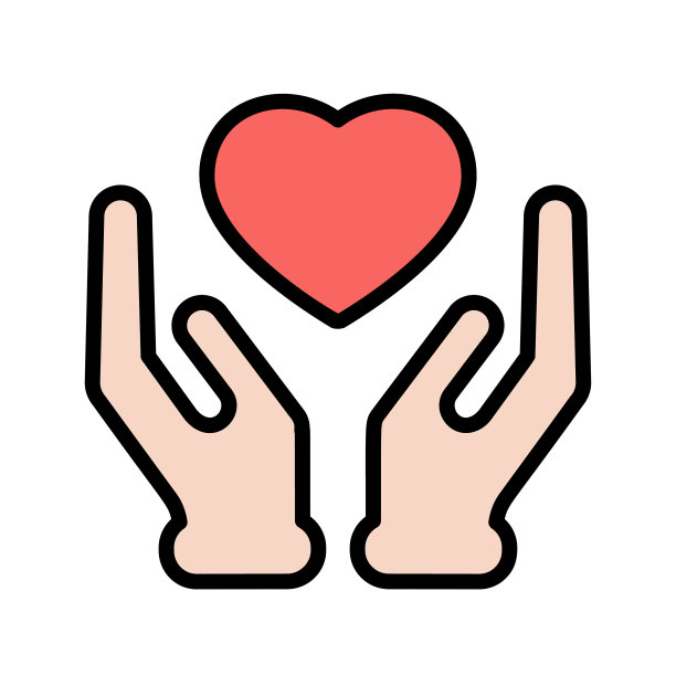 心在手中直线型颜色图标图片下载