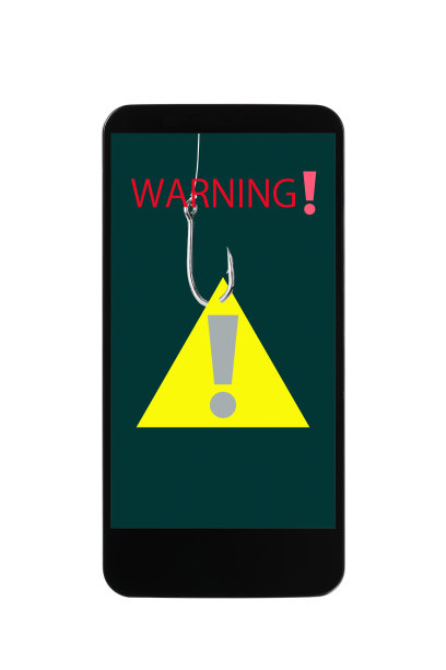 智能手机屏幕上的网络钓鱼警告标志图片下载