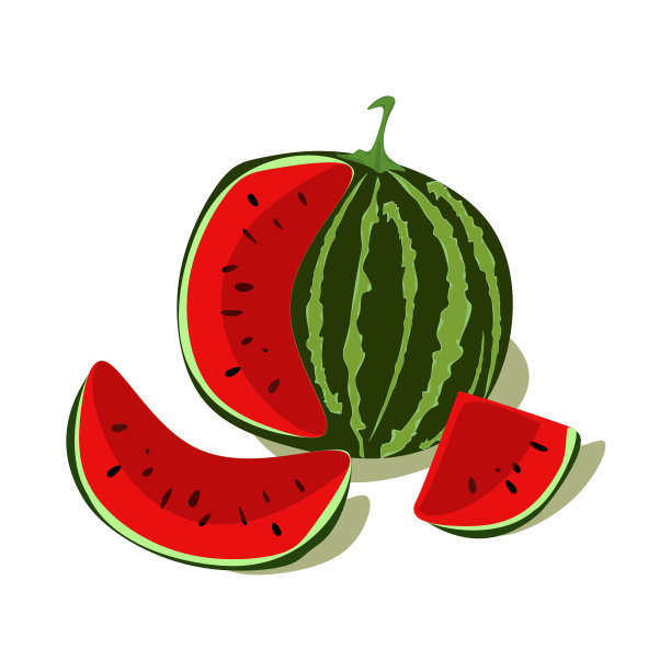 西瓜和多汁的西瓜切片剪贴画图片下载