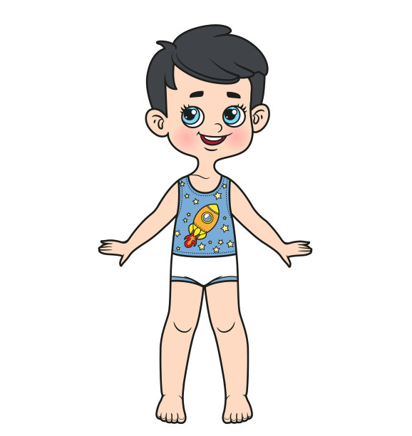 可爱的卡通男孩与经典的发型穿着图片下载