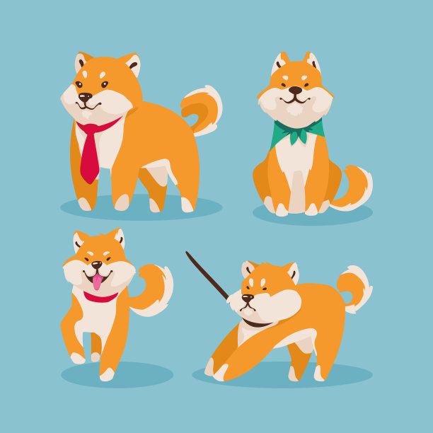 四个柴犬图标图片下载