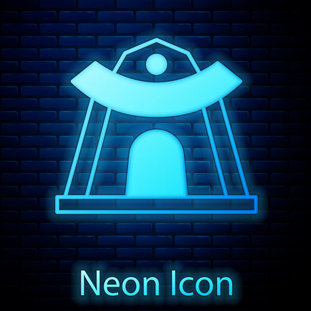 发光的霓虹传统韩国寺庙建筑图片下载